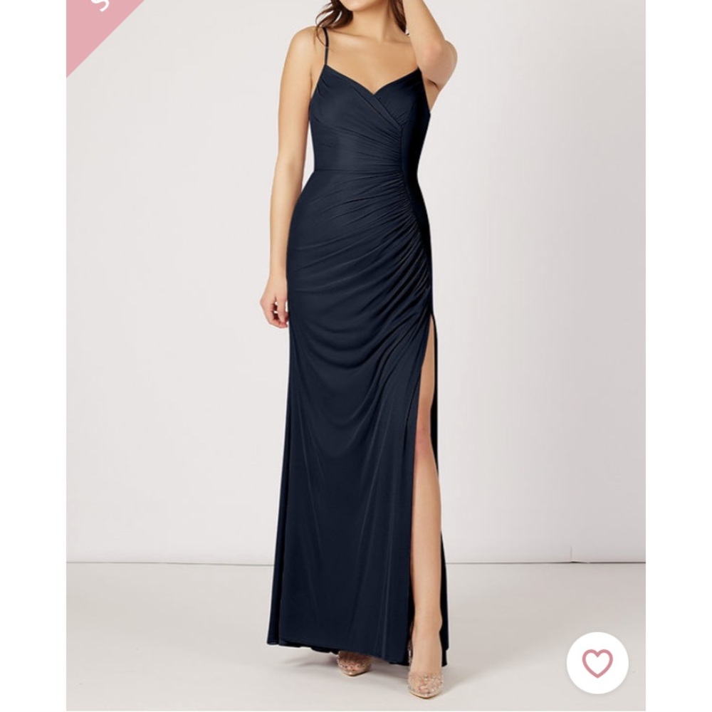 Azazie tequilla bridesmaid dress in dark navy